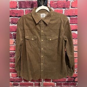 New Flint and Tinder Western Corduroy Button Down, Tan- Large
